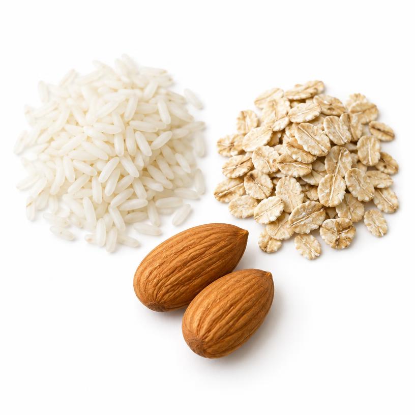 Rice Powder, Almond Seed Meal & Oat Powder — illustrative image